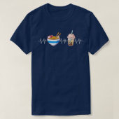 T-shirt Boba and Ramen Heartbeat Kawaii Bubble Tea Noodles (Design devant)