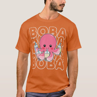 T-shirt Boba Bubble Milk Tea Kawaii Octopus Ados roses Gir