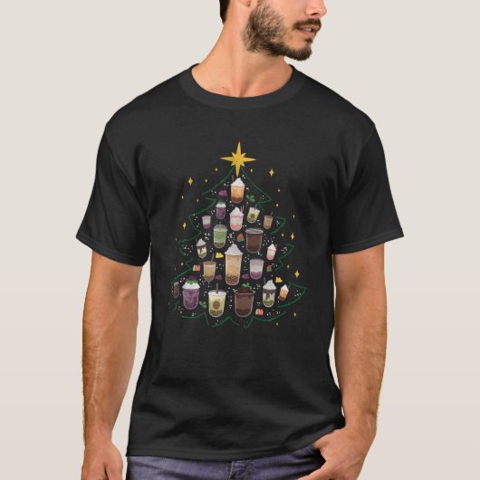 T-shirt Boba Buble Thé Arbre de Noël (Devant)