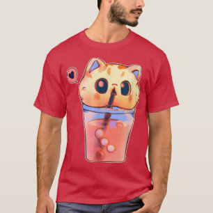 T-shirt Boba Chat Boire Bubble Thé Anime Neko Kawaii
