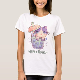 T-shirt Boba Chat Mignon Kawaii Faites une Pause