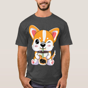 T-shirt Boba Corgi Boire Boba Tea Bubble Corgi Kawaii J
