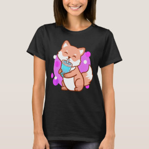 T-shirt Boba Cute Fox Bubble Tea Neko Girls Cadeau