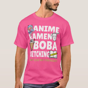 T-shirt Boba Milk Tea Anime Ramen Boba Sketting Bubble Te