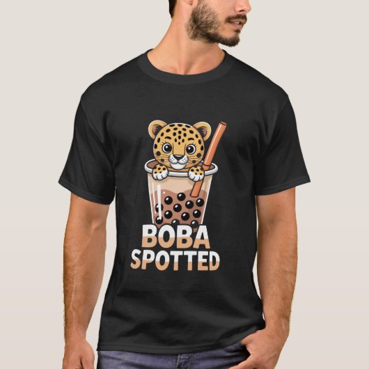T-shirt Boba Spotted Funny Bubble Tea Leopard Cub (Devant)