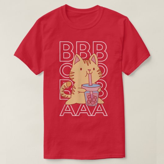 T-shirt Boba Tea Bubble Tea Anime Cat (Design devant)