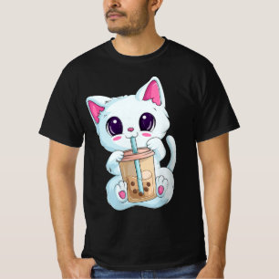 T-shirt Boba Tea Cat Anime Pour Femmes Kawaii Bubble Tea N