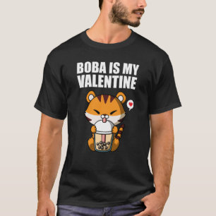 T-shirt Boba Tea est ma Saint Valentin Tiger Anti Valentin
