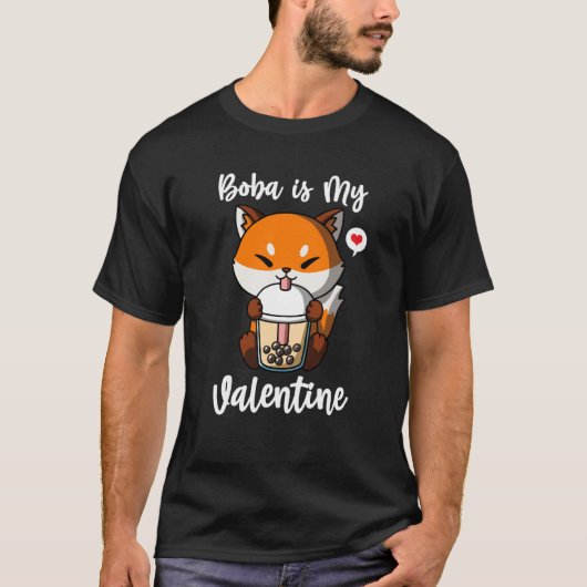 T-shirt Boba Tea is My Valentine Fox Anti Valentines Day (Devant)