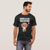 T-shirt Boba Tea is My Valentine Macaque Monkey Anti Valen (Devant entier)