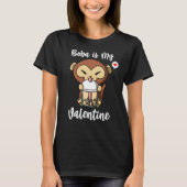 T-shirt Boba Tea is My Valentine Monkey Anti Valentines Da (Devant)