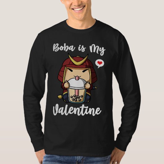 T-shirt Boba Tea is My Valentine Samurai Anti Valentines D (Devant)