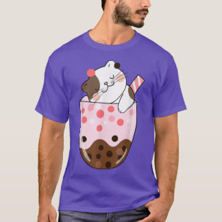 T-shirt Boba Thé Chat Bubble Thé Kawaii Anime Japonaise Fi
