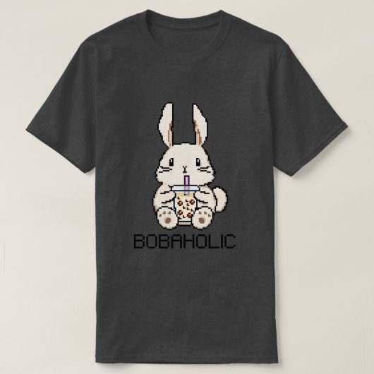 T-shirt Bobaholic Pixel Bunny aime Boba Tea (Design devant)
