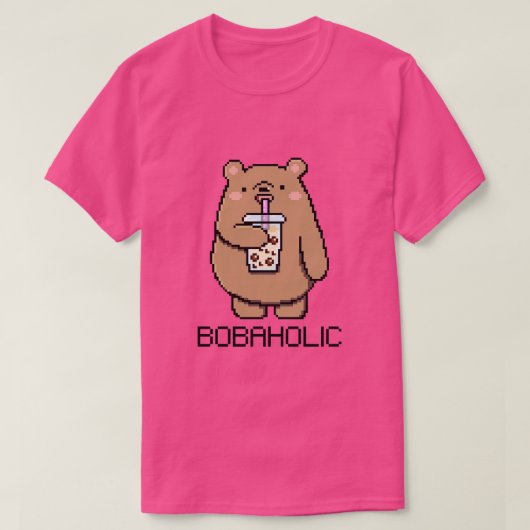 T-shirt Bobaholic Pixel Ours Aime Boba Tea (Design devant)