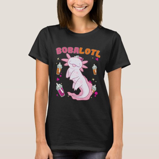 T-shirt Bobalotl Axolotl Boba Tea Bubble Milk (Devant)