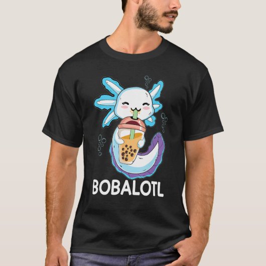T-shirt Bobalotl Axolotl Milk Tea Axolotl Drinking Boba Te (Devant)