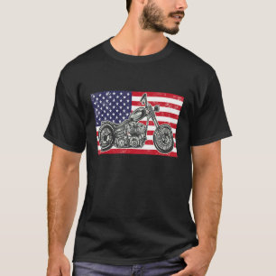 T-shirt Bobber Motorcycle Juillet 4 Drapeau américain