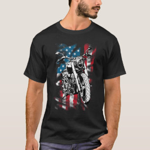 T-shirt Bobber Motorcycle Juillet 4 Drapeau américain