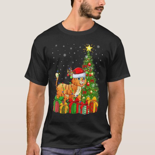 T-shirt Bobcat   Xmas Holiday Santa Bobcat Christmas Tree (Devant)