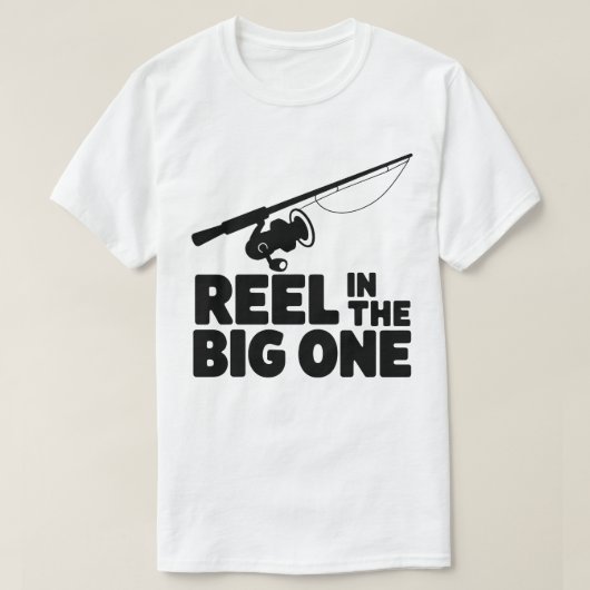 T-shirt Bobine Dans Le Big One Rod De Pêche Silhouette (Design devant)
