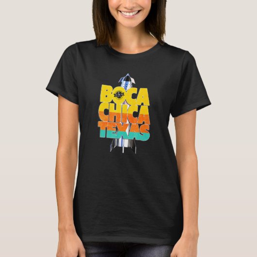 T-shirt Boca Chica Texas Starship Cool Retro Space Rocket (Devant)