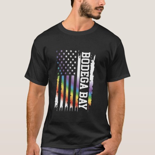 T-shirt Bodega Bay États-Unis Arc-en-ciel désorganisé avec (Devant)