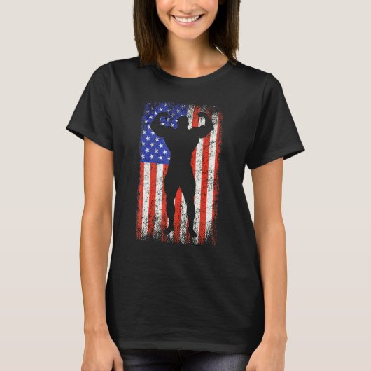 T-shirt Body Building American Flag Worlds Strongest Man S (Devant)