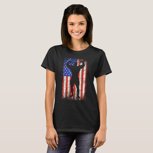 T-shirt Body Building American Flag Worlds Strongest Man S (Devant entier)