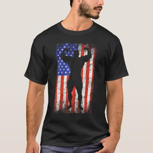 T-shirt Body Building American Flag Worlds Strongest Man S (Devant)
