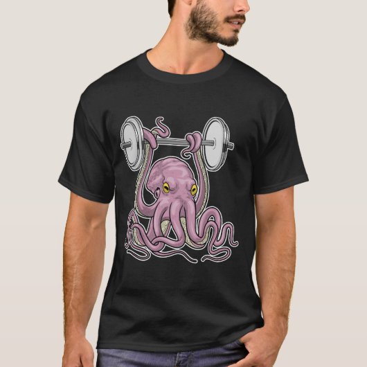 T-shirt Bodybuilder Octopus Dumbbell Bodybuilding (Devant)