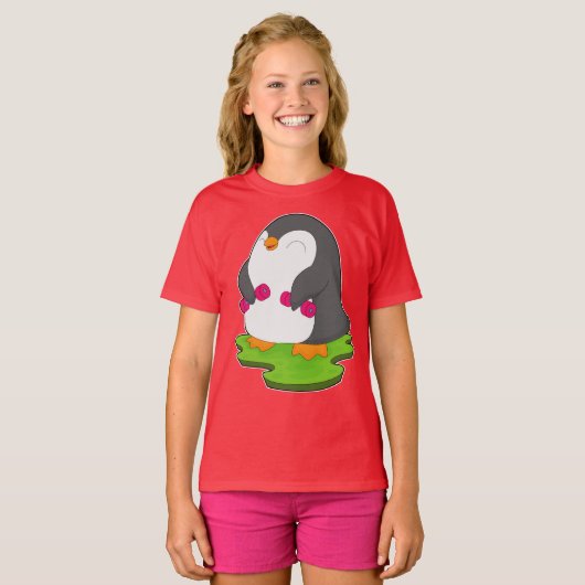 T-shirt Bodybuilder Penguin Dumbbells Bodybuilding (Devant entier)