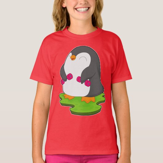 T-shirt Bodybuilder Penguin Dumbbells Bodybuilding (Devant)