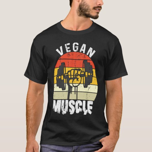 T-shirt Bodybuilder Workout Vegan Muscle Retro  Vegan Musc (Devant)