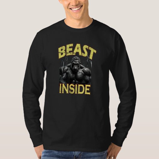 T-shirt Bodybuilding Gorilla Gym Fitness Beast Inside (Devant)
