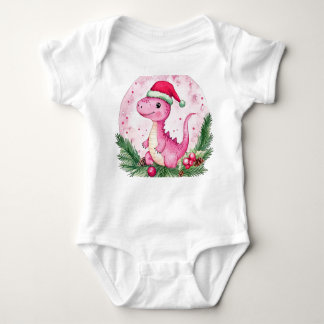 T-Shirt bodysuit baby dinosaurus roze