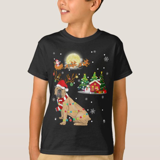 T-shirt Boerbol Chien Lumière Arbre de rennes de Noël Xmas (Devant)