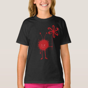 T-shirt Bogue rouge à fleur 3/4 manches pour enfants