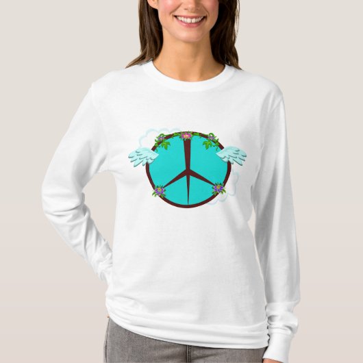 T-shirt Bohemian Angel Wings Peace Symbol (Devant)