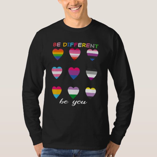T-shirt Bohemian Rainbow Be Different Be You Lbgtq Pride G (Devant)