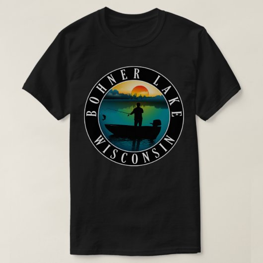 T-shirt Bohner Lake Wisconsin Pêche (Design devant)