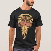 T-shirt Boho Bull Sketch Desert Sunset Roam Free Western C (Devant)