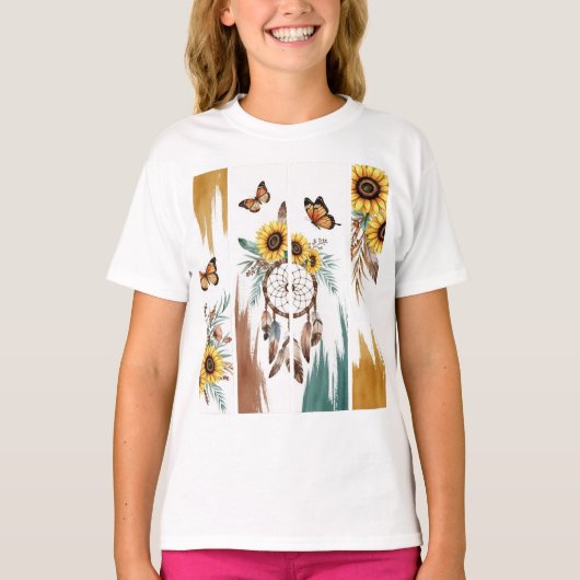 T-shirt Boho Butterfly Feather Dreamcatcher | Roui (Devant)