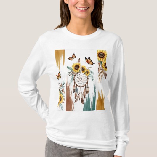 T-shirt Boho Butterfly Feather Dreamcatcher | Roui (Devant)