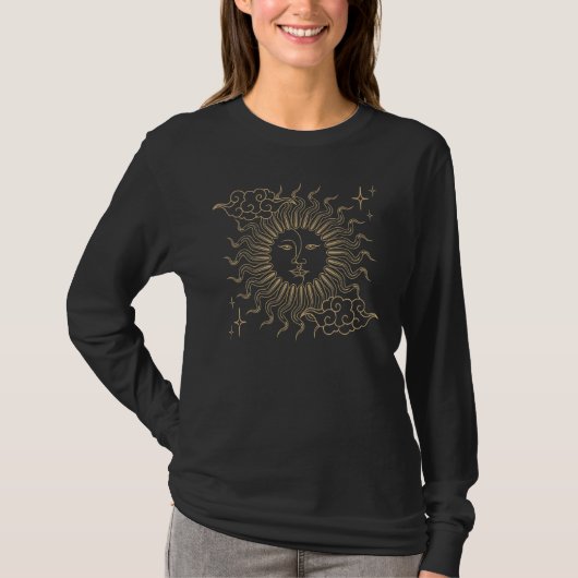 T-shirt Boho Crescent Lune Soleil Astronomie Corps Céleste (Devant)