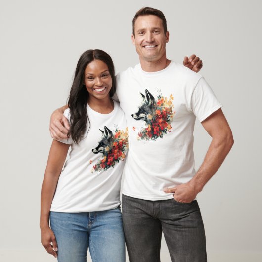 T-shirt Boho Floral Fox Faune Nature (Unisexe)