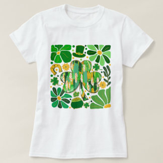 T-shirt Boho Floral Parties scintillant St Patrick Shamroc