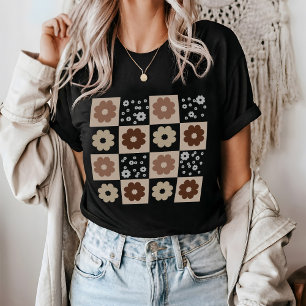 T-shirt Boho Flowers À damiers