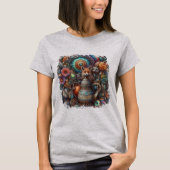 T-shirt Boho Fox Raccoon Floral Design (Devant)