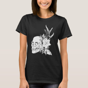 T-shirt Boho Halloween Crâne Fleurs Occultes Art Sombre Go